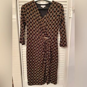 Charter Club equestrian print wrap dress with gold embellishment